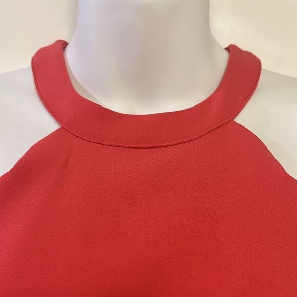 bebe Coral Sleeveless Scalloped Detail Flare Dress w/ High Neck & Pleats- Size 4 - Picture 6 of 16